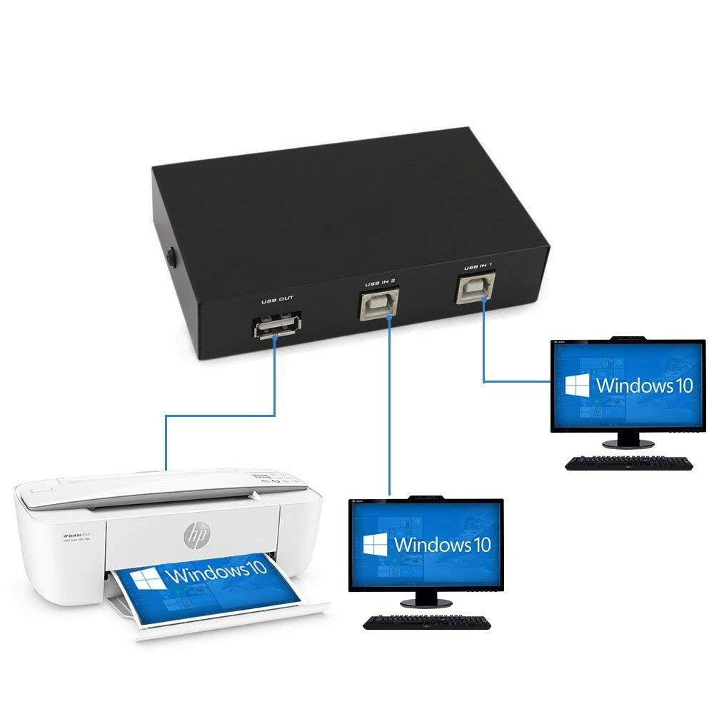 Printer Sharing Switch Hub for 2 PC - 1 Printer